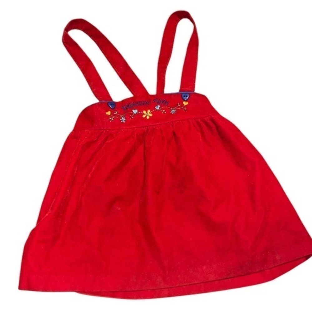 Vintage Raggedy Ann velvet overalls dress 4t